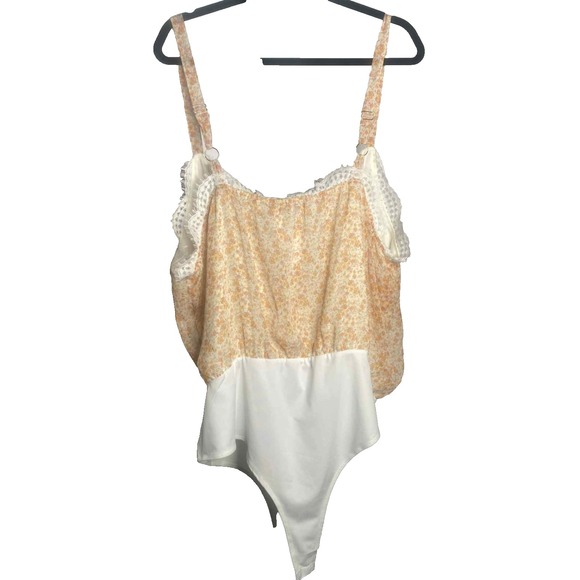White Birch Womens orange floral Lace Body Suit Top Size 3X peasant‎ cottagecore - Picture 10 of 10